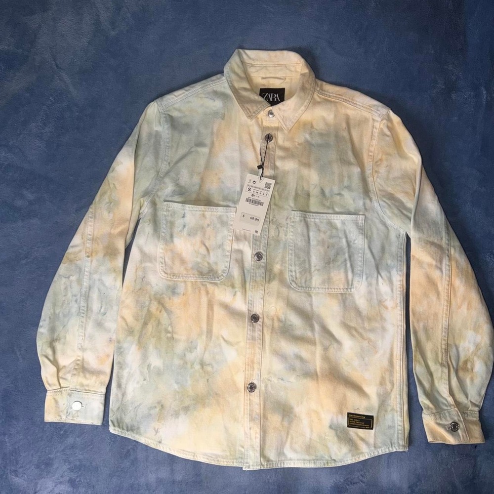 Zara Men's Tie-Dye Button-Up Shirt